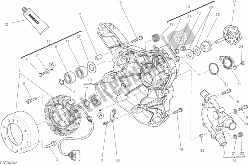 All parts for the Water Pump-altr-side Crnkcse Cover of the Ducati Diavel FL Thailand 1200 2019